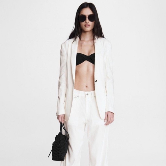 RAG & BONE Andre Linen Blend Blazer White - Picture 1 of 14